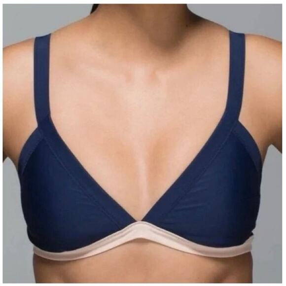 LULULEMON Women's Blue Cream Surf to Sand Booster Bikini Swim Top Size 4 - Picture 1 of 7